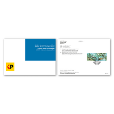 Falt-/Sammelblatt «EUROPA – Unterwasserfauna und -flora» Serie (2 Marken, Taxwert CHF 2.40) im Falt-/Sammelblatt, gestempelt
