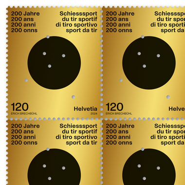 Timbres CHF 1.20 «200 ans Fédération sportive suisse de tir (FST)», Feuille de 20 timbres Feuille «200 ans Fédération sportive suisse de tir (FST)», gommé, non oblitéré