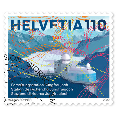 Stamp «Jungfraujoch research station» Single stamp of CHF 1.10, gummed, cancelled
