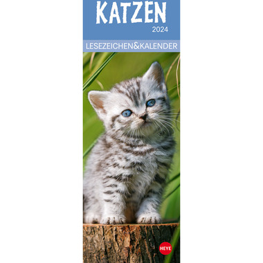 HEYE Lesezeichen-Kalender Katzen 21474 DE, 6x18cm 2024