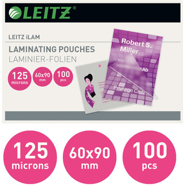 LEITZ Pochettes à plastifier 60x90 73690002 brillant, 125my 100 pcs.