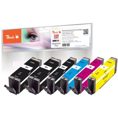 Peach Spar Pack Plus Tintenpatronen kompatibel zu Canon PGI-580, CLI-581