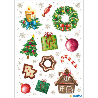 HERMA Sticker Natale 15072 colorato 36 pezzi/3 fogli