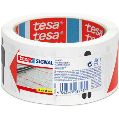 TESA Social Distancing 58263-00000 rouge, blanc, noir 50mmx50m