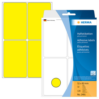 HERMA Etichette 52x82mm 2491 giallo 128 pezzi