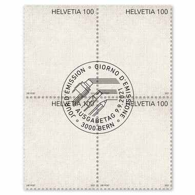 Briefmarken CHF 1.00 «Kunstsammlung der Post», Viererblock Viererblock (4 Marken, Taxwert CHF 4.00), selbstklebend, gestempelt