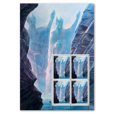 Stamps CHF 1.10 «The Argonath», Special sheet with 4 stamps Sheet «J. R. R. Tolkien 1892-1973», self-adhesive, mint
