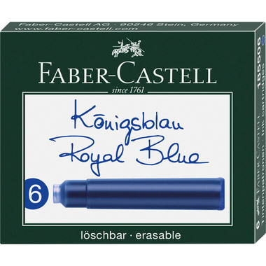 FABER-CASTELL Cartouche d'encre, bleu 185506 boîte en carton 6 pcs.