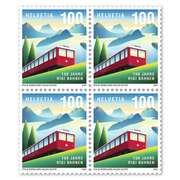 Briefmarken CHF 1.00 «150 Jahre Rigi Bahnen», Viererblock Viererblock (4 Marken, Taxwert CHF 1.00), gummiert, ungestempelt