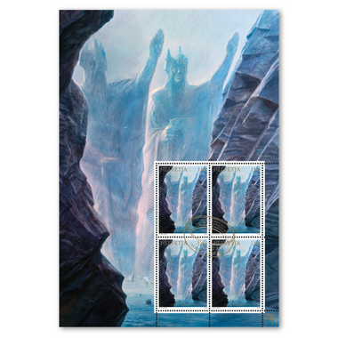 Stamps CHF 1.10 «The Argonath», Special sheet with 4 stamps Sheet «J. R. R. Tolkien 1892-1973», self-adhesive, cancelled