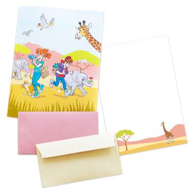 Phila & Franco – Cartella per carta da lettere safari Cartella con 10 fogli di carta per lettere A5 e 10 buste
