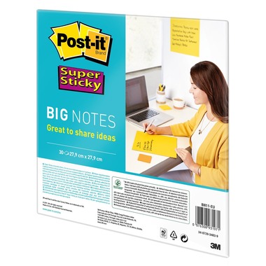 POST-IT Super Sticky Big Notes BN11-EU jaune, 30 feuilles 279x279mm