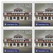 Briefmarken CHF 1.40 «Interlaken», Bogen mit 10 Marken Bogen Schweizer Bahnhöfe, selbstklebend, ungestempelt