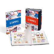 Classeur à bandes STAMPS pour timbres-poste, 16 pages, couverture bleue A5, pages blanches