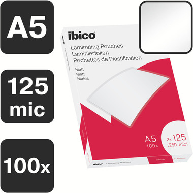 IBICO Pochettes à plastifier A5 627322 matt, 125my 100 pcs.