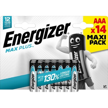 Energizer Battery Max Plus Micro (AAA), 14 pcs 14-pack of Energizer Max AAA batteries, Alkaline