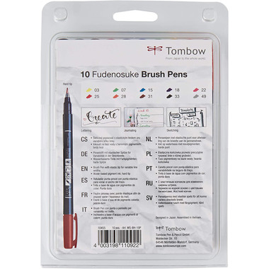 TOMBOW Penna di calligrafia set WS-BH-10P Fudenosuke, 10 colori