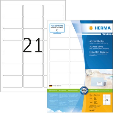 HERMA Etiquettes Premium 63,5x38,1mm 4677 blanc 2100 pcs.