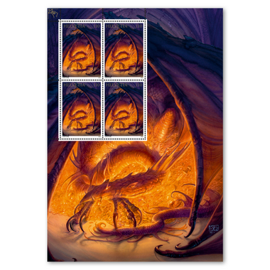 Stamps CHF 1.10 «Smaug», Special sheet with 4 stamps Sheet «J. R. R. Tolkien 1892-1973», self-adhesive, mint