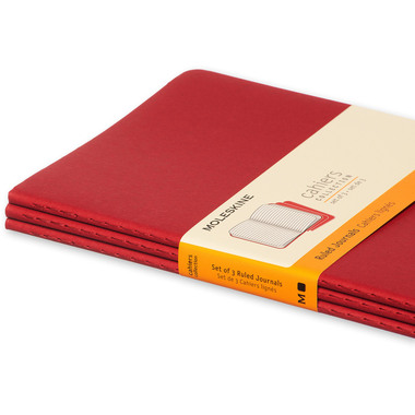 MOLESKINE Quaderno Cahier A5 101-4 rigato, rosso 3 pezzi