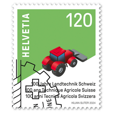 Stamp «100 years Swiss Agricultural Technology» Single stamp of CHF 1.20, gummed, cancelled