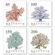 Stamps Series «Trees» Set (4 stamps, postage value CHF 5.35), gummed, mint