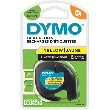 DYMO Ruban LetraTag 12mmx4m S0721620 jaune