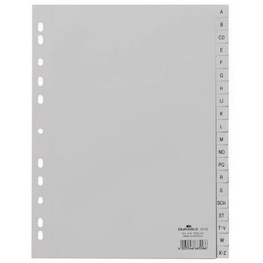 DURABLE Reigistro PP grigio A4 6510-10 20 pezzi, A-Z