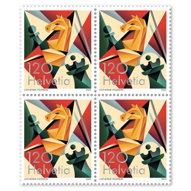 Block of four «100 years International Chess Federation» Block of four (4 stamps, postage value CHF 4.80), gummed, mint