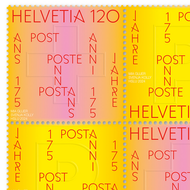 Stamps CHF 1.20 «175 years Swiss Post», Sheet with 15 stamps Sheet «175 years Swiss Post», gummed, mint