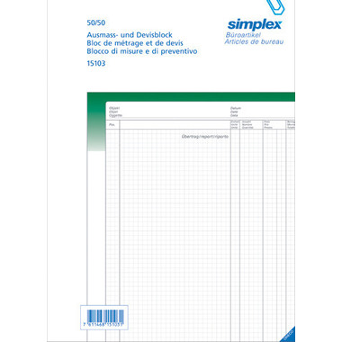 SIMPLEX Libro misura A4 15103 verde/bianco 50x2 fogli