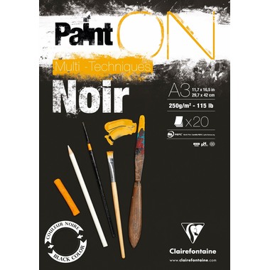 CLAIREFONTAINE Paint'On A3 975170C Noir 20 feuilles