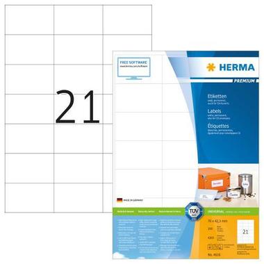 HERMA Universal - Etiketten 70x42,3mm 4616 weiss 4200 St. / 200 Blatt