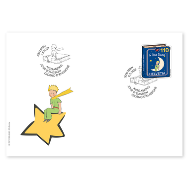 Enveloppe du jour d'émission «Le Petit Prince» Timbre isolé (1 timbre, valeur d'affranchissement CHF 1.10) sur enveloppe du jour d'émission (FDC) C6