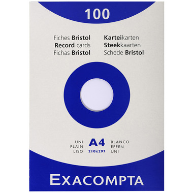 EXACOMPTA Cartes-fiches A4 blanco 13306E blanc 100 pièces