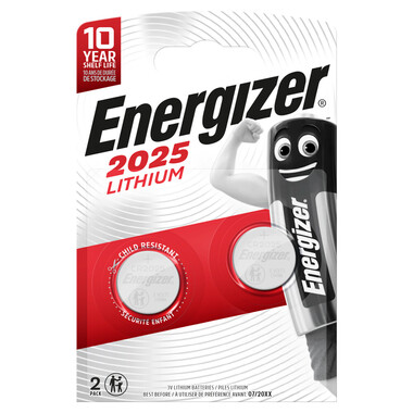 PileEnergizer Spéciale Lithium (CR2025), 2 pcs Contient 2 piles bouton au lithium Energizer 2025