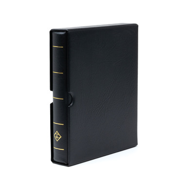 Ring binder OPTIMA F for postage stamps, black Incl. protective slipcase, 240 x 280 x 55 mm