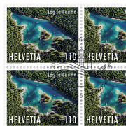 Timbres CHF 1.10 «Lac de Cauma», Feuille de 16 timbres Feuille «Émission commune Suisse - Croatie», gommé, oblitéré