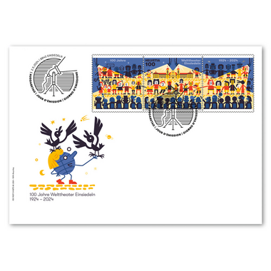 Enveloppe du jour d'émission «100 ans Théâtre du monde d’Einsiedeln» Timbre isolés (1 timbre, valeur d'affranchissement CHF 1.00) sur enveloppe du jour d'émission (FDC) C6