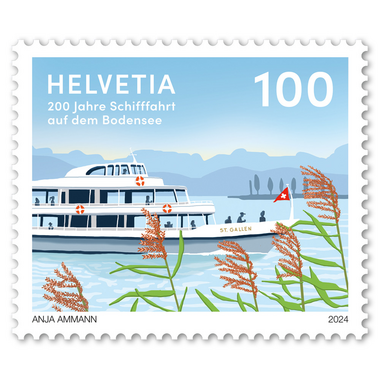 Stamp «200 years boat trips on Lake Constance» Single stamp of CHF 1.00, gummed, mint