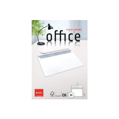 ELCO Envelope Office w / o window C6 74459.12 80g, white, glue 25 pcs.