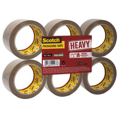 SCOTCH Verpackungsband 50mmx66m HV.5066.F6.B. Heavy, Braun 6 Rollen