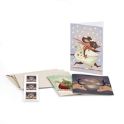 Set di cartoline «Natale – Auguri gioiosi» Set con 3 diverse cartoline doppie A6 «Natale – Auguri gioiosi», 3 buste C6 e 3 francobolli di Natale con motivo «Notte» a CHF 1.10 (non incollati)