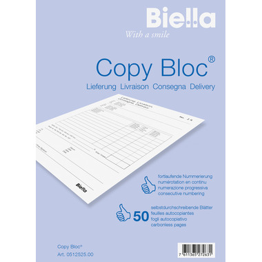 BIELLA Boll.con. COPY-BLOC D/F/I/E A5 51252500U autocopiativo 50x2 fogli