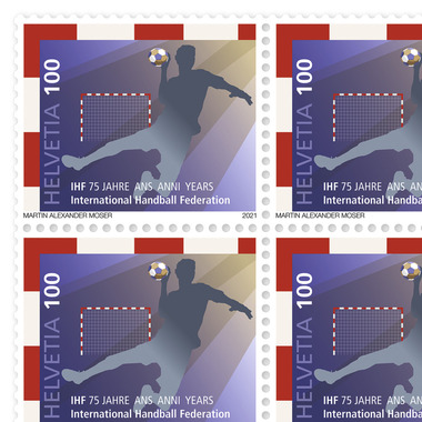 Image of Briefmarken CHF 1.00 «75 Jahre IHF Internationale Handballförderation», Bogen mit 20 Marken