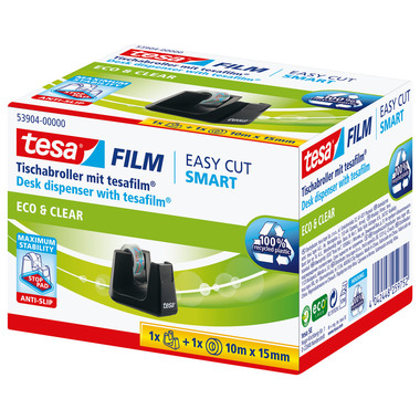 TESA Tischabroller EasyCut ecoLogo 539040000 Smart, schwarz,1 Rl.eco&clear