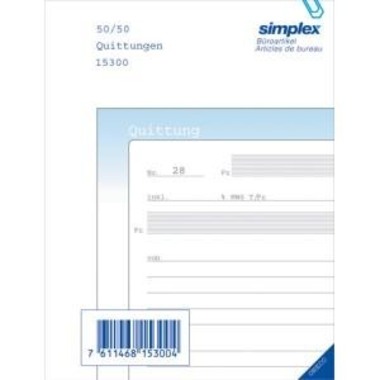 SIMPLEX Quittungen D A6 15306D blau/weiss 50x3 Blatt