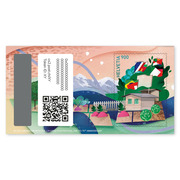 Krypto-Briefmarke CHF 9.00 «Maya Kosa / Sergio da Costa» Sonderblock «Swiss Crypto Stamp 2.0», selbstklebend, ungestempelt