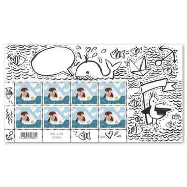 Briefmarken CHF 0.85 «Eule», Kleinbogen mit 8 Marken Bogen Tierboten, gummiert, ungestempelt