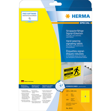 HERMA Etichette SPECIAL 105x148mm 8032 giallo,ex.perm. 100 pz./25 f.